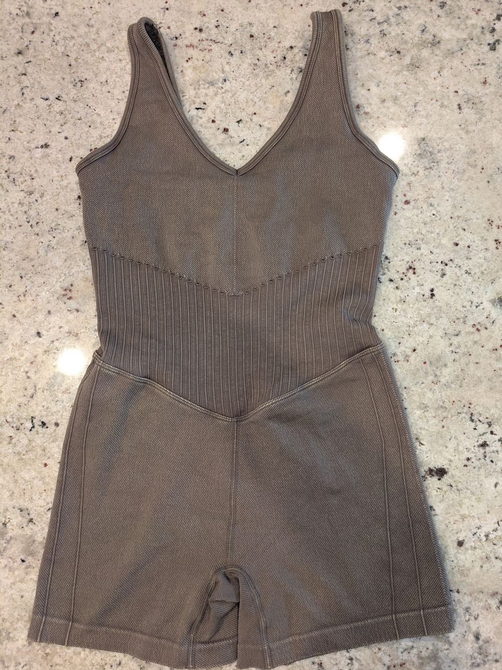 JoyLab Seamless Ribbed Unitard Romper Brown Taupe One Piece Activewear XS/S